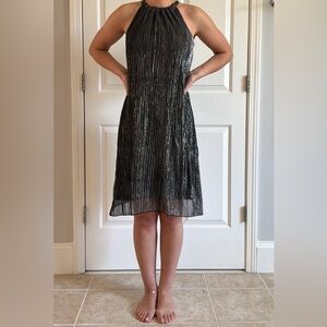 Silver/black metallic evening dress